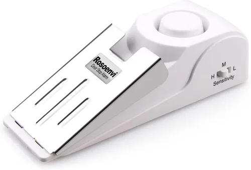 Miniatura 14 de Paquete de 2 alarmas de tope de puerta, tope de puerta con alarma de seguridad de 120 DB, sirena de tope de puerta de cuña de piso, dispositivos
