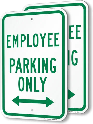 Miniatura 15 de SmartSign Letrero de metal "Employee Parking Only" de 18 x 12 pulgadas con flecha derecha, aluminio laminado inoxidable de 63 mil, verde y blanco