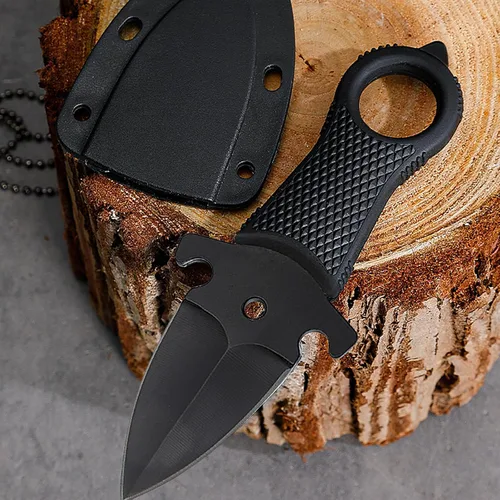 Miniatura 6 de Cuchillo de hoja fija mini HUNTER FORCE, cuchillo táctico de bolsillo para caza con funda de Kydex negro para actividades al aire libre, caza