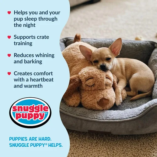 Miniatura 5 de Snuggle Puppy Junior - Juguete para cachorros de razas pequeñas, juguete de peluche más pequeño con pulso de sensación real, diseñado