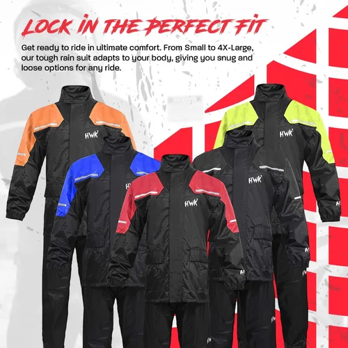 Miniatura 7 de HWK Traje de lluvia para motocicleta para hombres y mujeres, equipo de lluvia para motocicleta impermeable de dos piezas con chaqueta y pantalones