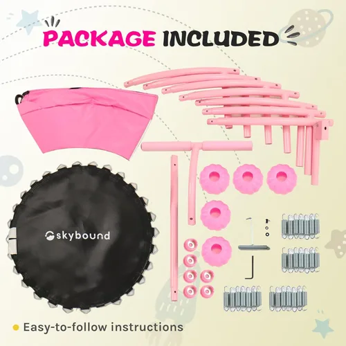 Miniatura 7 de SkyBound Trampolín interior de 36 pulgadas para niños – Trampolín interior para niños con mango – Trampolín para niños pequeños con tubo de acero
