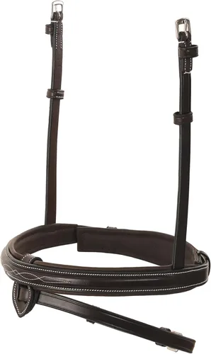 Miniatura 5 de Exion - Brida de salto anatómica para caballos con banda nasal extraíble y riendas de goma, cuero curtido vegetal de primera calidad, hebillas