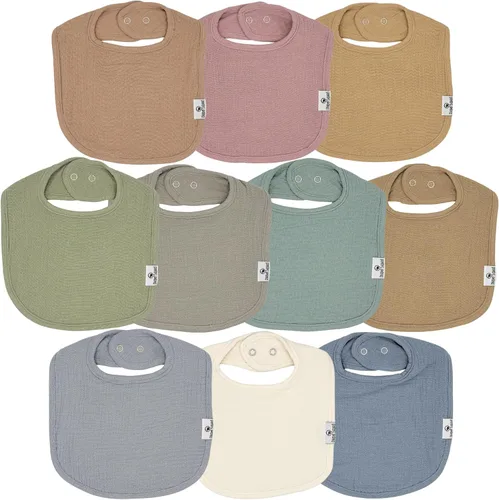 Miniatura 33 de DiaperSquad's 100% Organic Cotton Baby Drool Bibs, Super Absorbent & Adjustable Baby Bibs for Drooling and Teething Neutro
