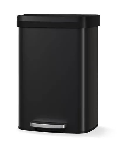 Miniatura 10 de Garvee Basurero de metal de 13 galones / 50 L con tapa, bote de basura grande para cocina, cubo de basura de metal a prueba de óxido con pedal