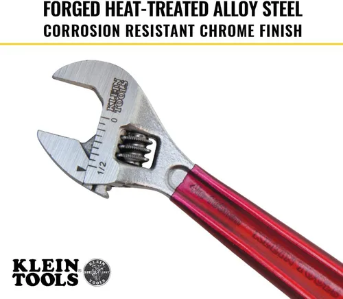 Miniatura 4 de Klein Tools D506-4 Llave de accionamiento ajustable, forjada con acabado cromado pulido y un mango sumergido de plástico, 4 pulgadas