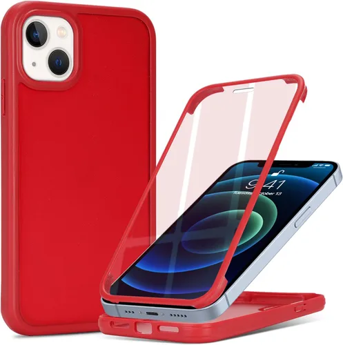 Miniatura 44 de Funda para iPhone 13 mini con protector de pantalla integrado y protección de cuerpo completo, para Apple iPhone 13 Mini, fundas para hombres, Rojo