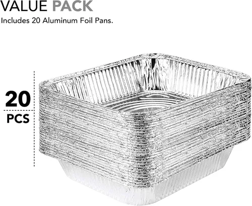 Miniatura 3 de Stock Your Home Sartenes de aluminio de 9 x 13 (paquete de 20) – Bandeja de papel de aluminio desechable y reciclable – Sartenes profundas de mesa