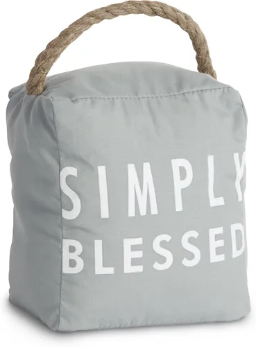 Pavilion Gift Company - Decoración de puerta abierta de 5 x 6 pulgadas, tope de puerta gris Simply Blessed