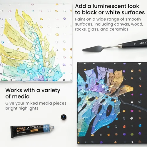 Miniatura 5 de ARTEZA Juego de pintura acrílica metálica de 36 colores, tubos de 0.74 onzas, pinturas de artistas no tóxicas para pintores aficionados, suministros