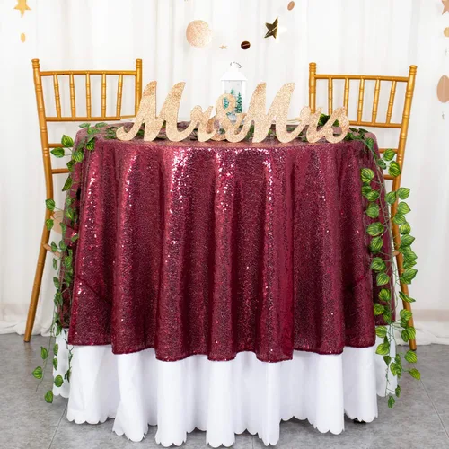 Miniatura 11 de ShiDianYi Mantel redondo de 50 pulgadas, mantel de lentejuelas plateadas con purpurina, mantel circular de lino con lentejuelas plateadas