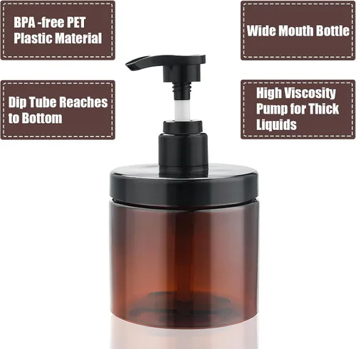 Miniatura 4 de Dispensador de Bomba de Cosywell 2 Paquetes 16.9oz/500ml Dispensador de Champú y Acondicionador Boca Ancha Dispensador de Jabón de Manos Recargable