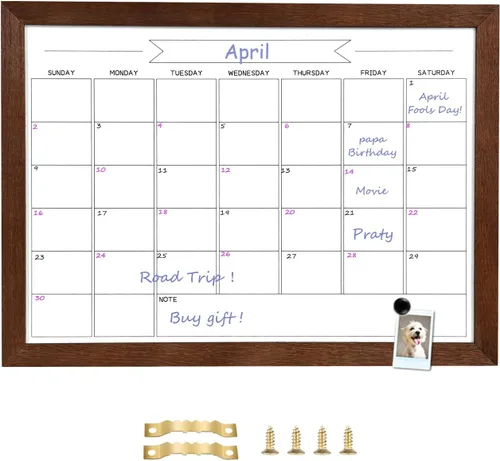 Miniatura 9 de Pizarra blanca de calendario mensual de borrado en seco, pizarra blanca magnética para pared, tablero colgante para oficina, escuela en casa, Negro