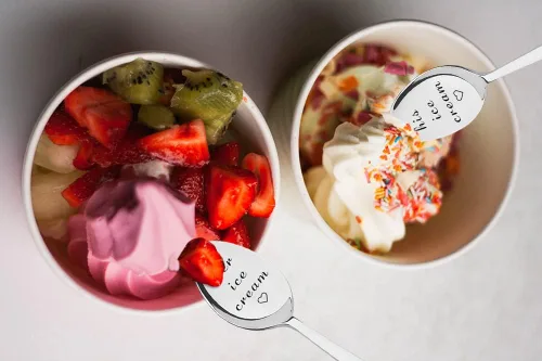 Miniatura 2 de Juego de 2 cucharas de helado para él y para ella, regalo de cumpleaños, San Valentín, para marido, esposa, cuchara grabada para parejas