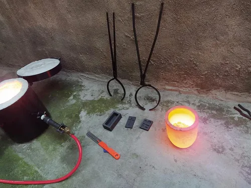 Miniatura 6 de Kit de horno de fundición de propano de 35.3 lbs/35 libras, quemadores dobles, con 2 crisoles de grafito y pinzas de crisol para levantar y verter