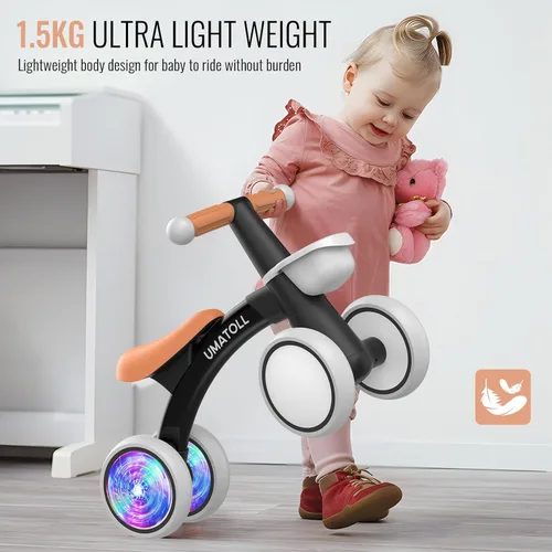 Miniatura 6 de Umatoll Juguetes de bicicleta de equilibrio para bebés de 1 año, asiento ajustable, regalos de cumpleaños para niños de 12 a 24 meses Negro
