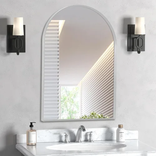 Miniatura 24 de Espejo de montaje en pared para baño, espejo rectangular de tocador rectangular con marco de metal negro cepillado (16 x 20 pulgadas, negro)