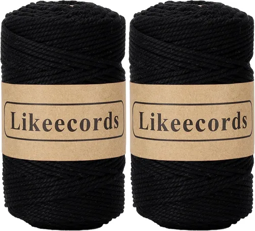 Miniatura 12 de Likeecords Cordón de algodón para macramé de 3mm x 100 metros, hilo torcido de 3 hebras, cuerda de macramé, hilo de algodón para macramé, cuerda