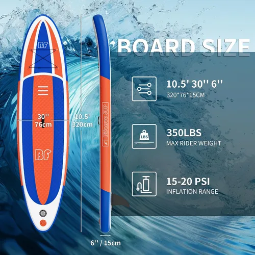 Miniatura 5 de Bifanuo Tabla de Paddle Inflable con Accesorios SUP y Mochila. Tablas de Paddle para Adultos. Cubierta Antideslizante, Postura Ancha, Aleta