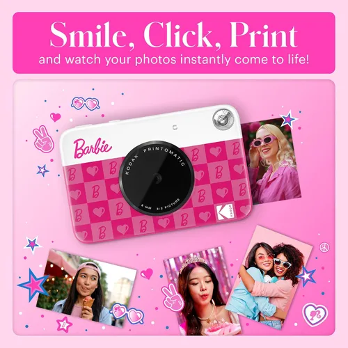 Miniatura 5 de KODAK x Barbie Printomatic - Cámara digital de impresión instantánea a todo color – Cámara portátil Barbie de 5MP - Fotos coloridas en papel Rosa
