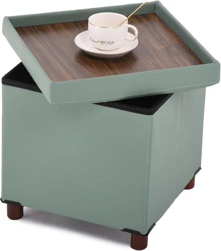 Miniatura 13 de Dorriss Banco otomano de almacenamiento para sala de estar, otomana de almacenamiento con bandeja, taburete para dormitorio, mesa de café, tapa