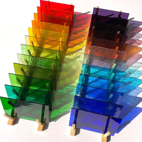 Miniatura 4 de LITMIND Paquete variado de 24 hojas de vidrieras transparentes de catedral, 4 x 6 pulgadas, vibrantes vidrios de arte arcoíris para atrapasoles
