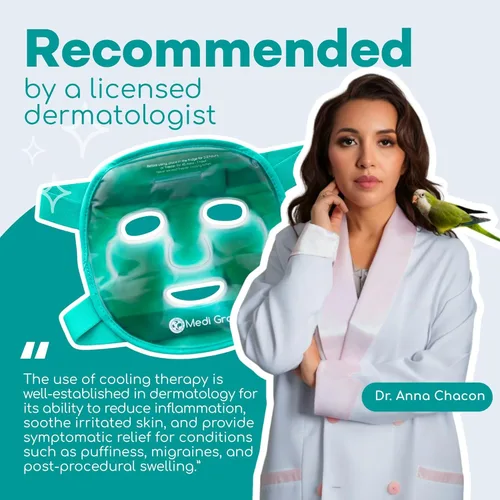 Miniatura 4 de Medi Grade Máscara facial de hielo refrescante y máscara de ojos refrescante para ojos hinchados y alivio de la migraña. Paquete de hielo facial