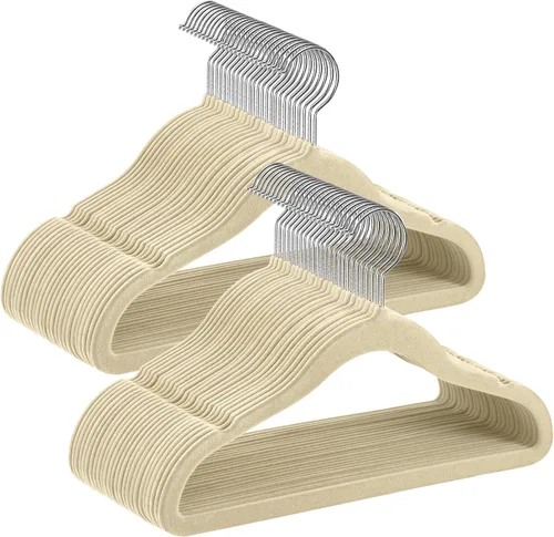 Miniatura 13 de SONGMICS Perchas para Bebés y Niños Paquete de 50 para Armario, 11.8 x 8.1 pulgadas, ganchos giratorios plateados de 360°, perchas de terciopelo