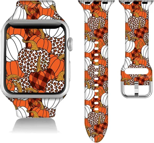 Miniatura 32 de Compatible con Apple Watch de copo de nieve de 38/40/41/42/44/45/46/1.929 in para mujeres y hombres, correa de repuesto de silicona suave para Hojas