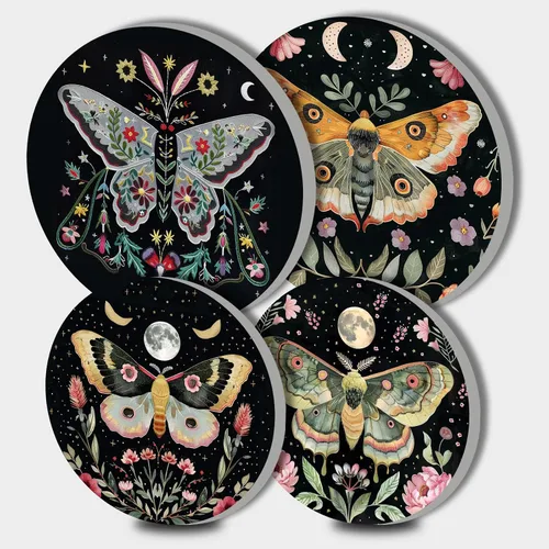 Miniatura 19 de Nordics - Juego de 4 fundas para quemadores de flores étnicas bohemias, estilo rústico, arte floral indio, patrón geométrico abstracto, quemador