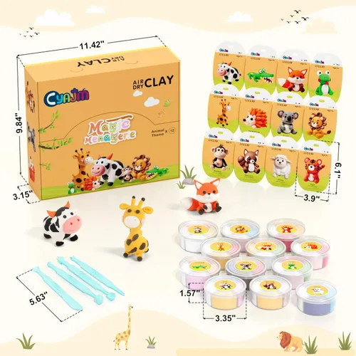Miniatura 2 de Kits de arcilla seca al aire – 12 cajas de arcilla mágica de modelado para niños, juego de manualidades de arcilla para moldear temática