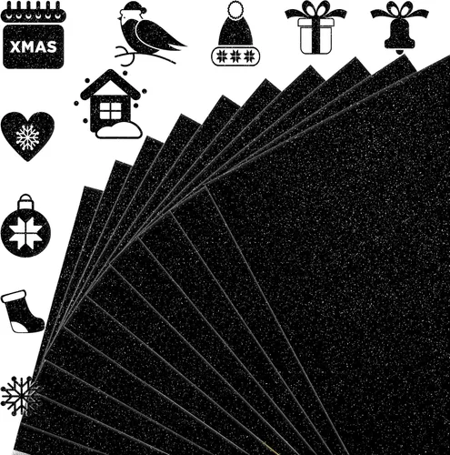 FEILIBAY 20 hojas de papel de cartulina negra con purpurina, tamaño A4, para manualidades, decoraciones de cumpleaños y bodas, caja de regalo y