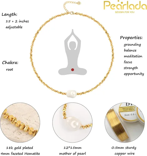 Miniatura 4 de PEARLADA Gargantilla con cuentas turquesa Collar de piedra de chakra ajustable