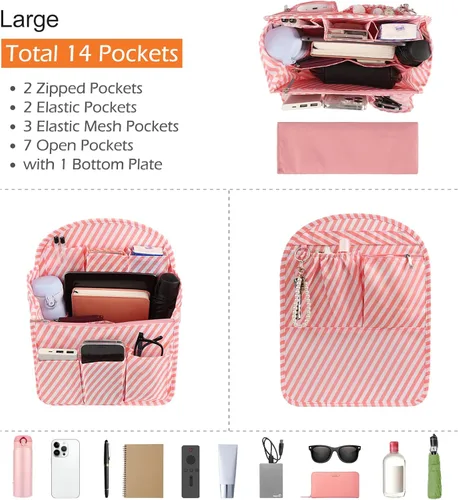 Miniatura 3 de Surblue Organizador de mochila con forro de inserción para colgar mochila de viaje y bolsillo de inserción, divisor de alta capacidad, organizador