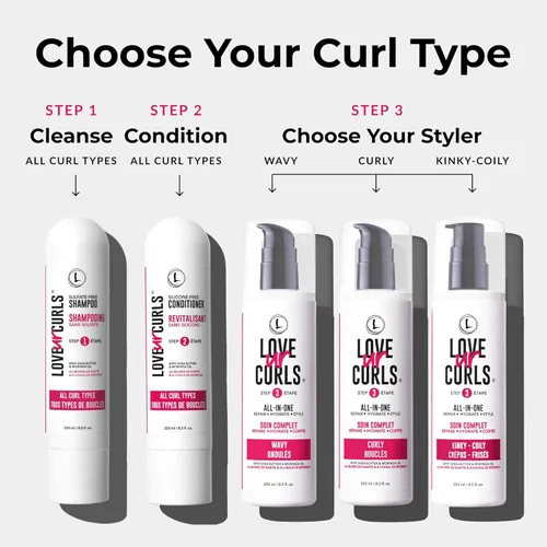 Miniatura 6 de Love Ur Curls - Set de Champú y Acondicionador con Crema Estilizadora Todo en Uno para Rizos, Sistema de 3 Pasos para Reparar e Hidratar