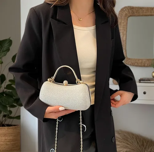 Miniatura 2 de Bolso de mano con diamantes de imitación para mujer Bolso cruzado convertible de noche y fiesta Citas de graduación de boda