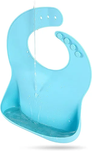 Miniatura 3 de Eascrozn Silicone Bibs for Babies Toddler Set of 3, BPA Free, Soft Adjustable Waterproof Bibs for Feeding Essentials Gris