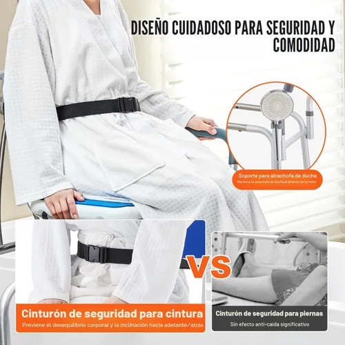 Miniatura 7 de VEVOR Banco de transferencia deslizante para bañera con asiento giratorio de 360 grados, banco de transferencia de bañera ajustable en altura