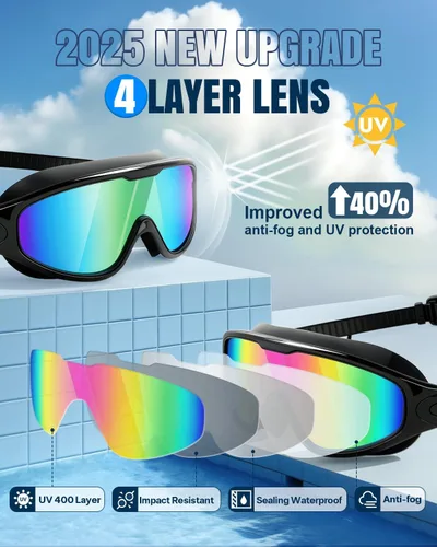 Miniatura 3 de Swim Goggles 2 Pack, Wide View Anti Fog&UV Swimming Goggles for Audlt, No Leaking Swim Glasses for Men Women Kids