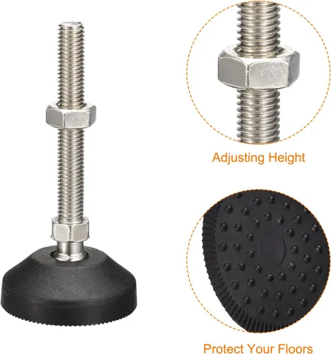 Miniatura 3 de uxcell Niveladores de muebles, 4 pies de nivelación universales de nailon M10x80x50mm, patas de mesa giratorias ajustables para muebles, máquinas