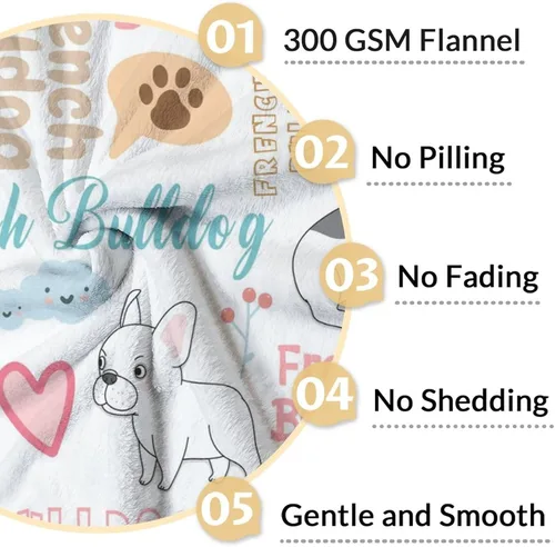 Miniatura 4 de Regalos de bulldog francés para niños, 30 x 40 pulgadas, mantas de bulldog francés tamaño regazo, mantas suaves y peludas con temática de perros