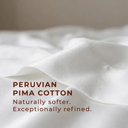 Miniatura 7 de Perú Pima – Juego de sábana de cama de 285 hilos – 100 % algodón peruano Pima – De percal Blanco