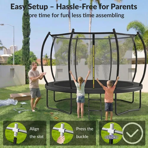 Miniatura 5 de ACWARMHOME Trampoline Outdoor 16FT 15FT 14FT 12FT 10FT 8FT with Enclosure, Non-Slip Ladder & Anti-Rust Coated Frame, Backyard Large Recreational
