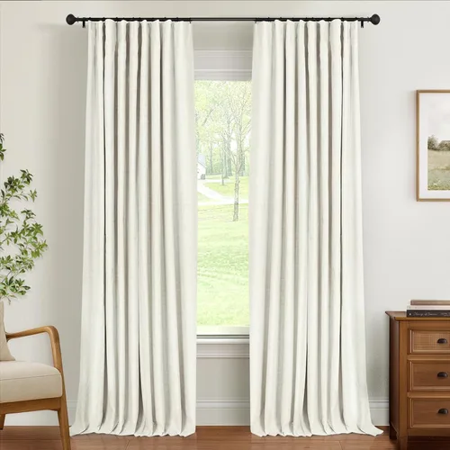 Miniatura 17 de INOVADAY Cortinas térmicas para puerta corredera 100% opacas para dormitorio, cortinas de puerta corrediza de vidrio extra anchas para patio, lino
