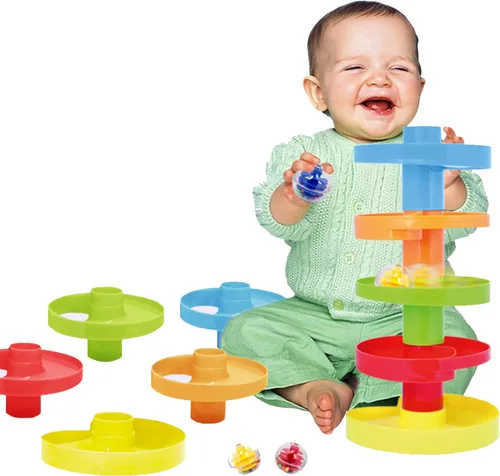 Miniatura 5 de WEofferwhatYOUwant Juguete de bola – Juego de torre STEM expandible de 14 piezas para niños pequeños de 9 meses Puente de bricolaje, bolas