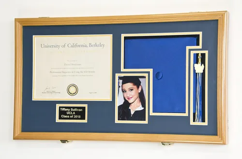 Miniatura 6 de Marco de diploma de graduación personalizado con borla, tapa de fotos grabado, vitrina para certificado de 11 x 8.5 pulgadas con colores Acabado