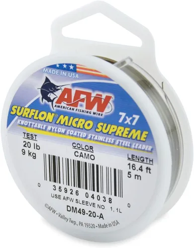 Miniatura 17 de American Fishing Wire Surflon Micro Supreme Nylon recubierto 7x7 de acero inoxidable, líder en alambres anudables para pesca en agua salada, pesca