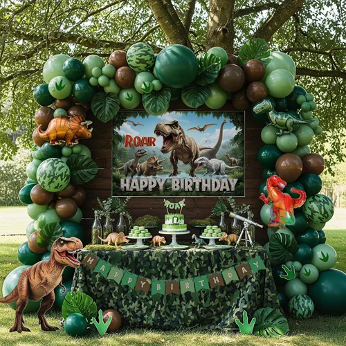 Miniatura 10 de Kit de arco de guirnalda de globos de dinosaurio rosa con globo de dinosaurio rosa pastel, morado, verde azulado y globo de dinosaurio de aluminio