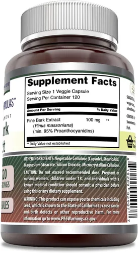 Miniatura 2 de Amazing Formulas Extracto de corteza de pino de 100 mg Suplemento de cápsulas vegetales Sin OMG Sin gluten Fabricado en Estados Unidos