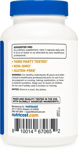 Miniatura 4 de Nutricost L-Carnosina 500 mg, 120 cápsulas - Sin gluten y sin OMG